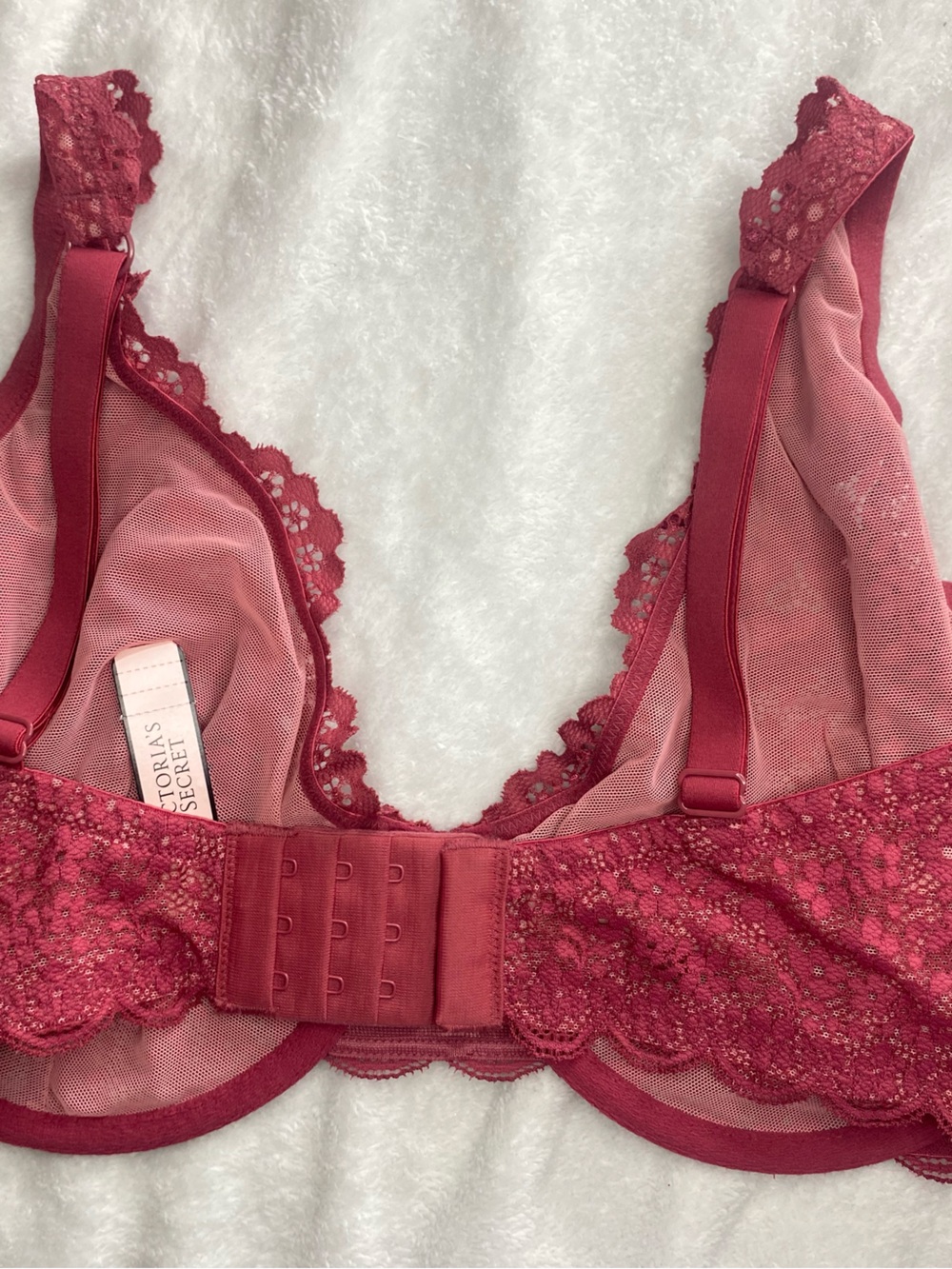 Victoria's Secret unlined Demi bra Lace Underwire Bralette in Deep Rose - Picture 3 of 8